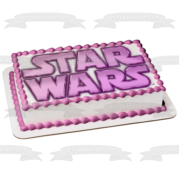 Star Wars Logo Pink Metallic Edible Cake Topper Image ABPID51041