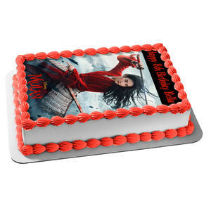 Disney Mulan the Sword Happy Birthday Personalized Name Edible Cake Topper Image ABPID51053