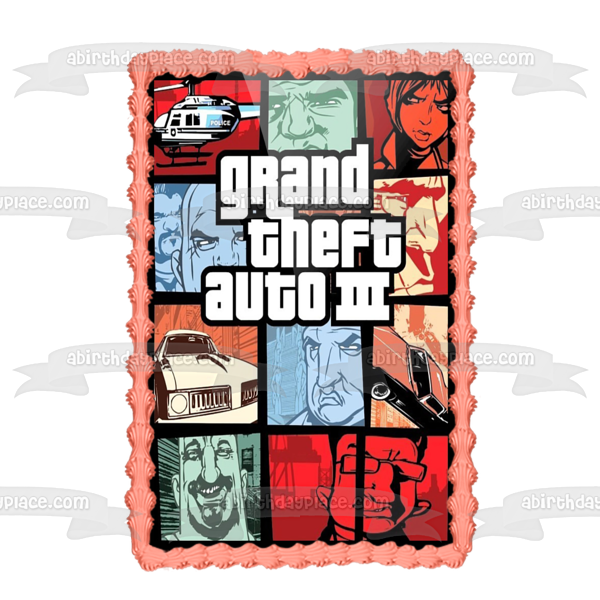Grand Theft Auto Three Video Game Cover Edible Cake Topper Image ABPID50915