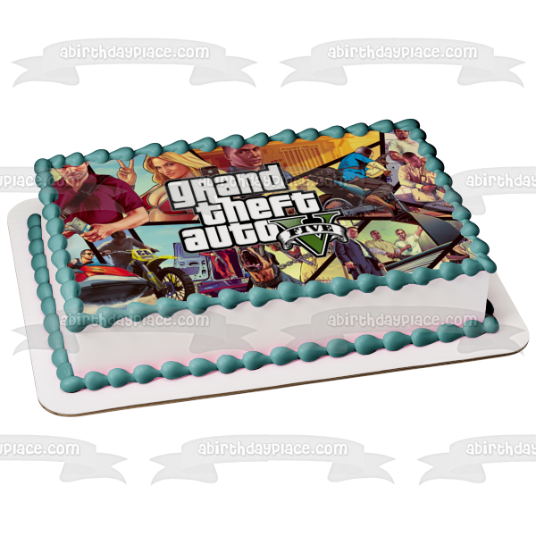 Grand Theft Auto 5 Franklin Trevor Michael Edible Cake Topper Image ABPID50916