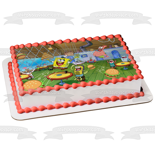 SpongeBob SquarePants Patrick Sandy Mr. Krabs Squidword Krusty Krab Edible Cake Topper Image ABPID50947
