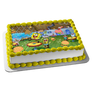 SpongeBob SquarePants Patrick Sandy Mr. Krabs Squidword Krusty Krab Edible Cake Topper Image ABPID50947