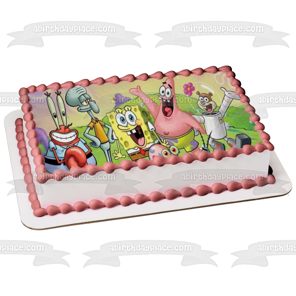 SpongeBob SquarePants Patrick Mr. Krabs Squidword Sandy Gary Bikini Bottom Edible Cake Topper Image ABPID50952