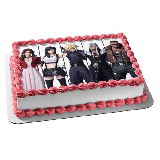 Final Fantasy VII (7) Cloud Strife Tifa Lockhart Barret Wallace Sephiroth Aerith Gainsborough Imagen comestible para decoración de tartas ABPID51118 