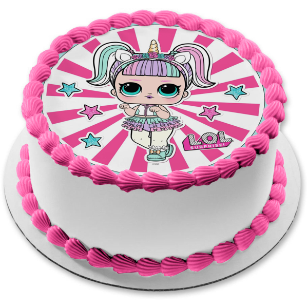 LOL Surprise Unicorn Stars Edible Cake Topper Image ABPID50955