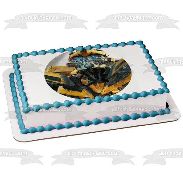 Transformers Bumblebee Blue Glowing Eyes Edible Cake Topper Image ABPID51142
