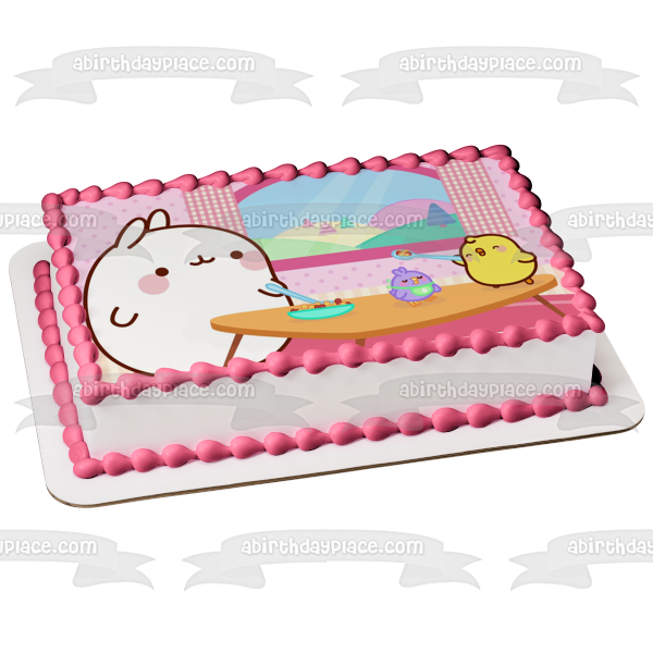 50+ Best Molang Birthday Cake Ideas and Designs (2025) 35 Molang and Piu Piu Feeding Baby Bird Edible Cake Topper Image ABPID511 – A Birthday Place