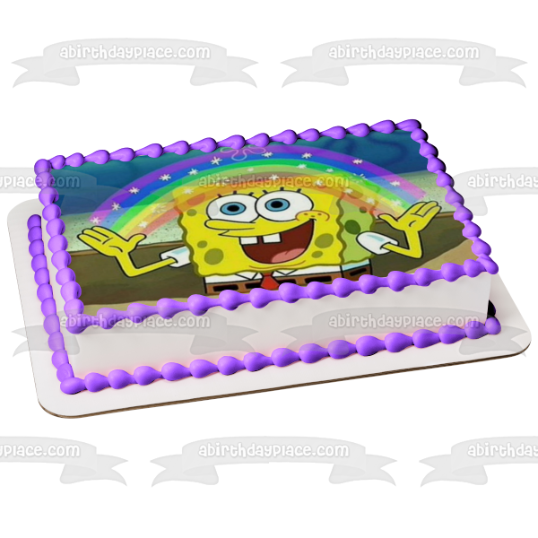SpongeBob SquarePants Rainbow Edible Cake Topper Image ABPID51167