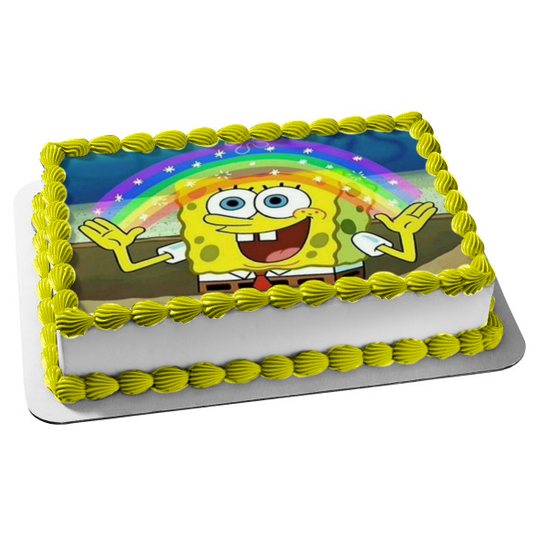 SpongeBob SquarePants Rainbow Edible Cake Topper Image ABPID51167