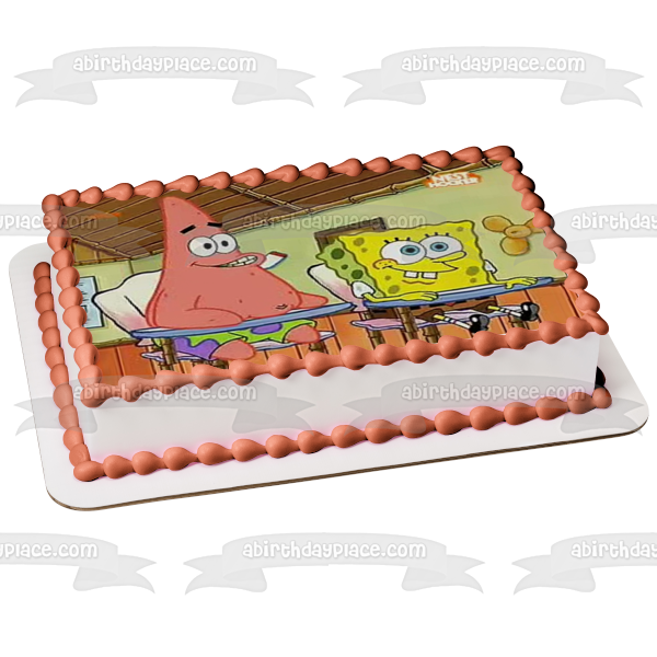 SpongeBob SquarePants Patrick School Desks Smiling Faces Edible Cake Topper Image ABPID51169