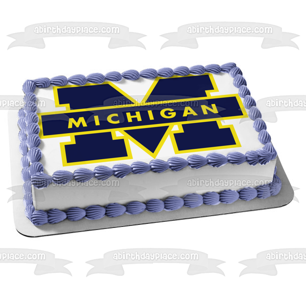 University of Michigan Wolverines Logo NCAA College Sports Edible Cake Topper Image ABPID51000