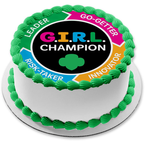 Girl Scouts of America Logo Leader Go-Getter Risk-Taker Innovator G.I.R.L. Champion Edible Cake Topper Image ABPID51175