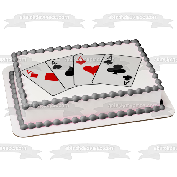 Playing Cards All Aces Casino Edible Cake Topper Image ABPID51176