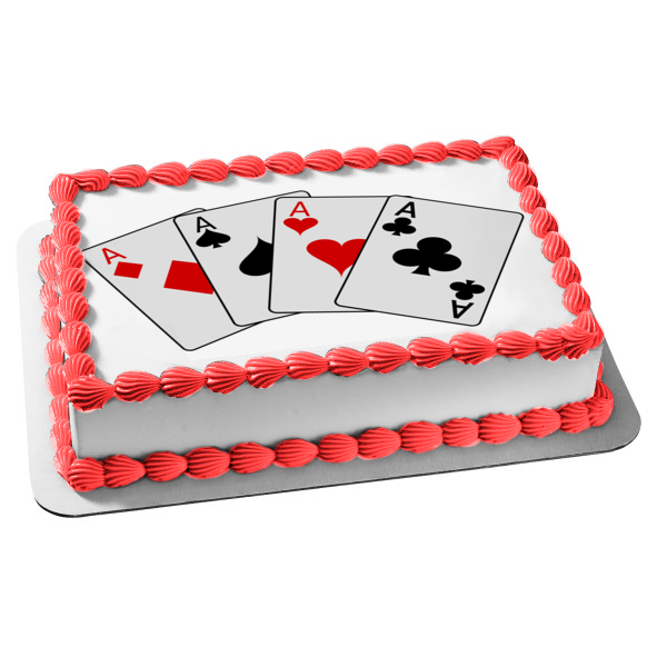Playing Cards All Aces Casino Edible Cake Topper Image ABPID51176