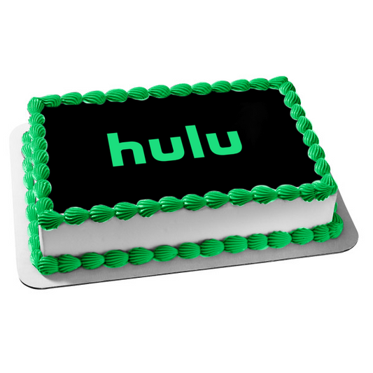 Hulu Logo Black Background Edible Cake Topper Image ABPID51306