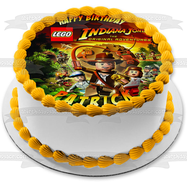 LEGO Indiana Jones the Original Adventure Happy Birthday Mola Ram Satipo Jock Marion Personalized Name Edible Cake Topper Image ABPID51203