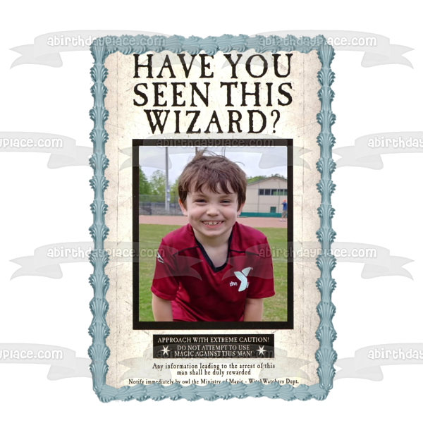 Wizard Wanted Poster Ministry of Magic Harry Potter World Photo Frame Edible Cake Topper Image ABPID51357