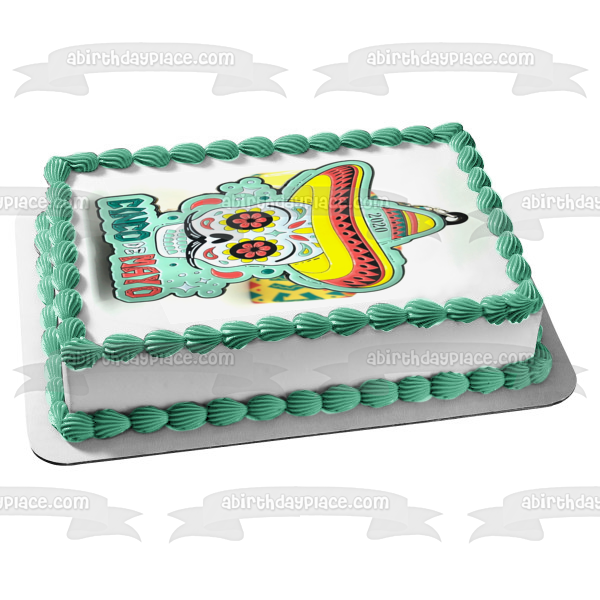 Cinco De Mayo Sugar Skull Sombrero Edible Cake Topper Image ABPID51221