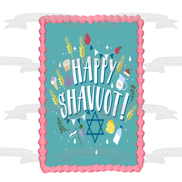 Happy Shavuot Jewish Holiday Star of David Edible Cake Topper Image AB ...
