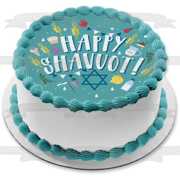 Happy Shavuot Jewish Holiday Star of David Edible Cake Topper Image ABPID51368