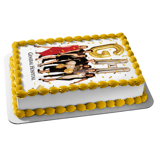 General Hospital Anniversary Celebration Balloons Anna Devane Sam McCall Franco Edible Cake Topper Image ABPID51261