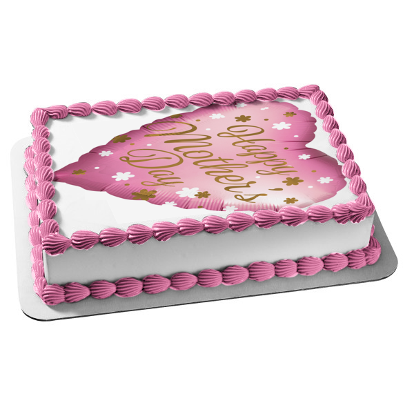 Happy Mother's Day Balloon Flowers Edible Cake Topper Image ABPID51269