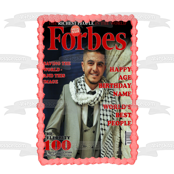 Forbes Magazine Cover Custom Photo Frame Add Your Own Photo Edible Cake Topper Image ABPID51730