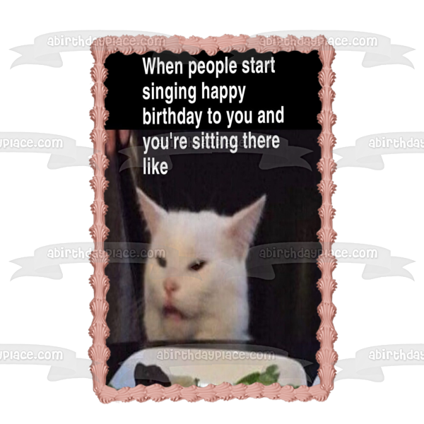 Meme Happy Birthday Angry Cat Edible Cake Topper Image ABPID51471