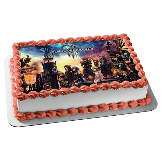 Imagen de decoración comestible para tarta de Kingdom Hearts 3 Sora Riku Kairi Disney ABPID51791 