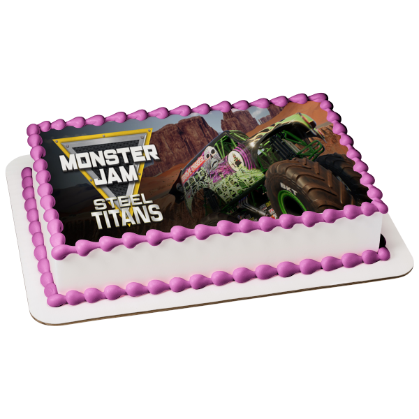 Monster Jam Steel Titans Grave Digger Edible Cake Topper Image ABPID51908