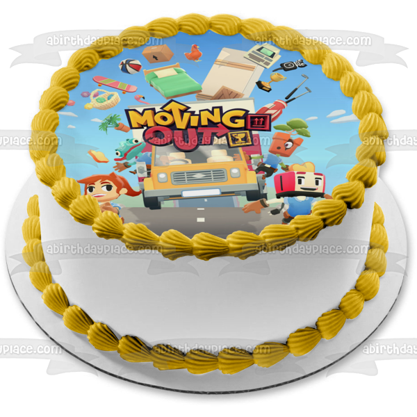 Moving Out Video Game Truck Characters Edible Cake Topper Image ABPID51921