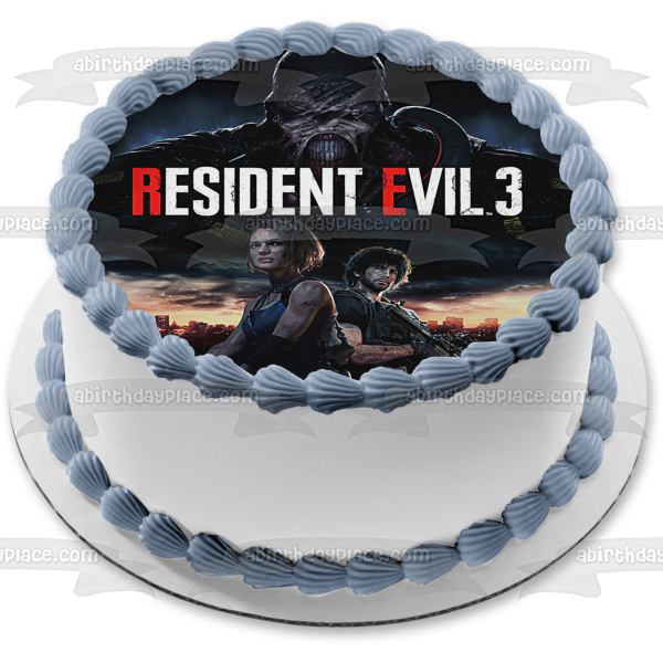 Resident Evil 3 Jill Valentine Carlos Oliverira Nemesis Edible Cake Topper Image ABPID51934
