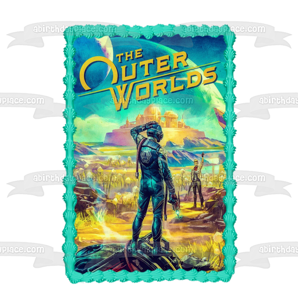 The Outer Worlds Video Game Cover Ellie Edible Cake Topper Image ABPID51962