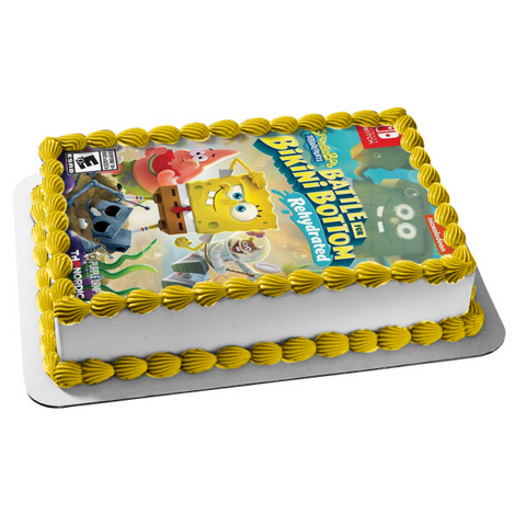 SpongeBob SquarePants Battle for Bikini Bottom Rehydrated Patrick Sandy Video Game Cover Edible Cake Topper Image ABPID51967