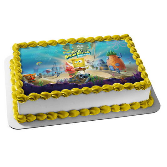 SpongeBob SquarePants: Battle for Bikini Bottom Rehydrated SpongeBob Patrick Sandy Edible Cake Topper Image ABPID51969