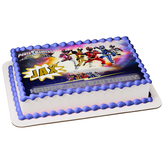 Imagen de adorno comestible para pastel personalizable de Power Rangers Super Ninja Steel Imagen de adorno comestible para pastel ABPID51662 