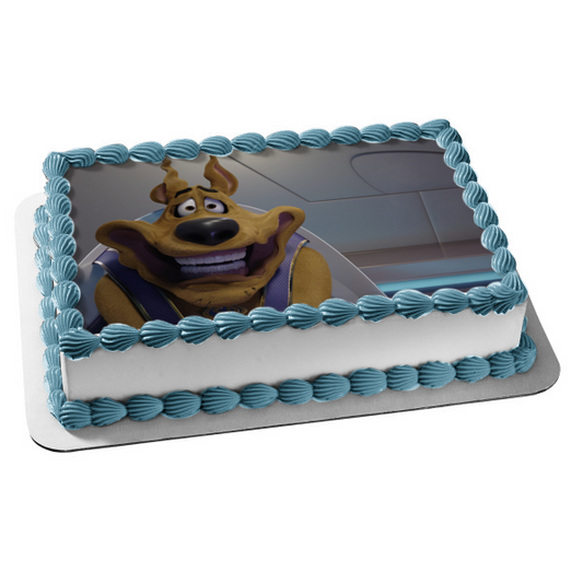¡Scoob! Scooby Doo va rápido con cara divertida decoración comestible para tarta imagen ABPID51671 