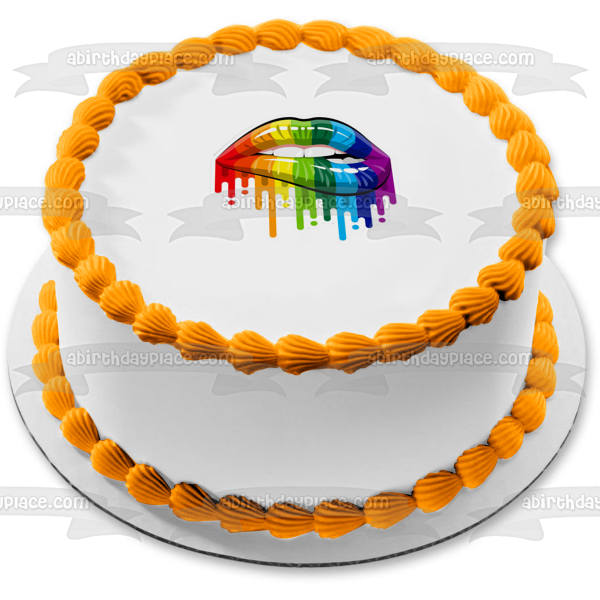 Lgbtq+ Lips Queer Representation Rainbow Lips Edible Cake Topper Image ABPID52052