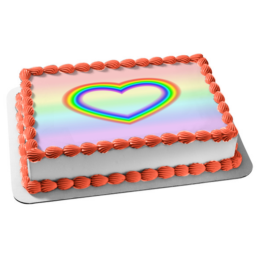 Lgbtq+ Queer Heart Gay Lesbiana Bisexual Transgénero Corazón Arco Iris Comestible Cake Topper Imagen ABPID52053 