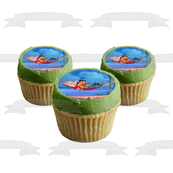 Lilo and Stitch Beach Hammock Disney Edible Cake Topper Image ABPID52205
