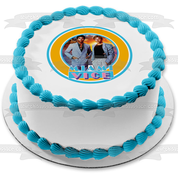 Miami Vice Crockett Tubbs 80s Edible Cake Topper Image ABPID52210