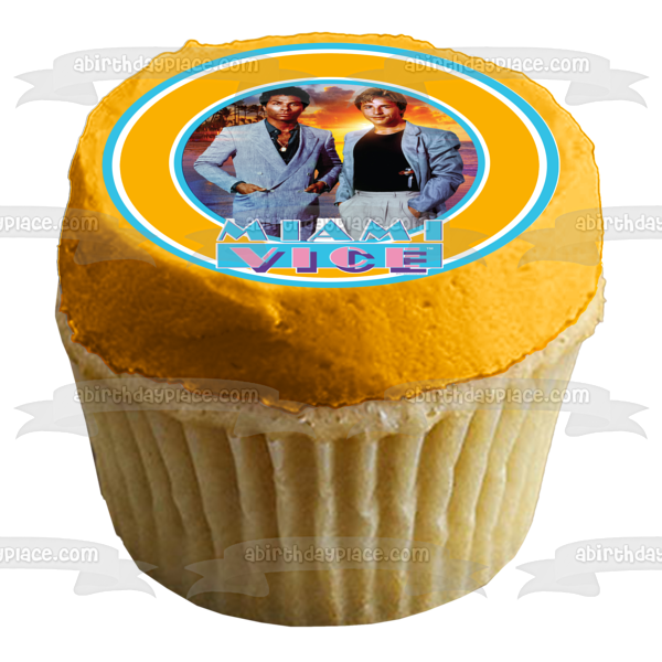 Miami Vice Crockett Tubbs 80s Edible Cake Topper Image ABPID52210