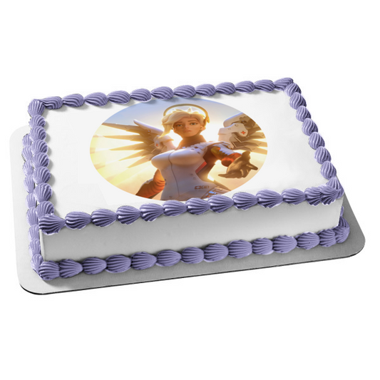 Overwatch Video Game Mercy Edible Cake Topper Image ABPID52220