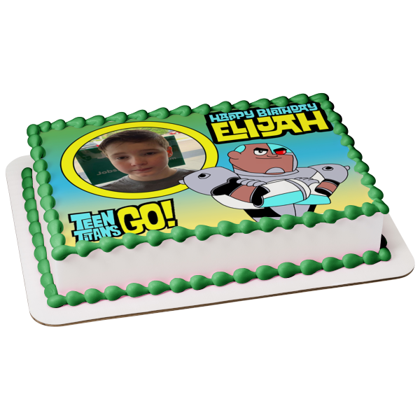 Teen Titans Go! Cyborg Add Your Own Photo Frame Personalizable Booyah! Victor Stone DC Comic Books Cartoon Edible Cake Topper Image Frame ABPID52237