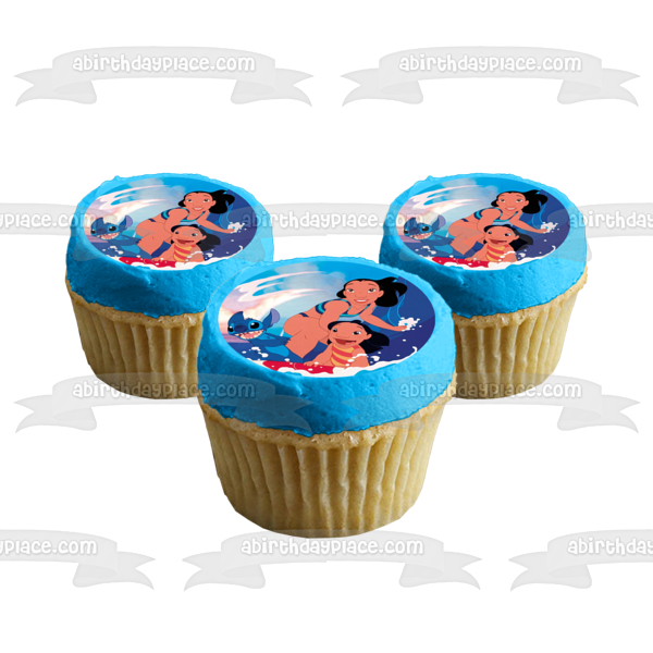Disney Lilo & Stitch Nani Surfing Edible Cake Topper Image