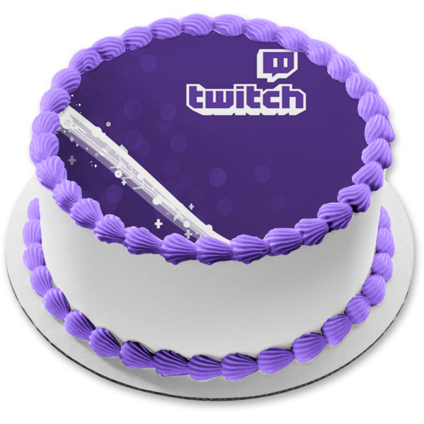 Twitch White Swoosh Logo Video Streaming Service Edible Cake Topper Image ABPID52250