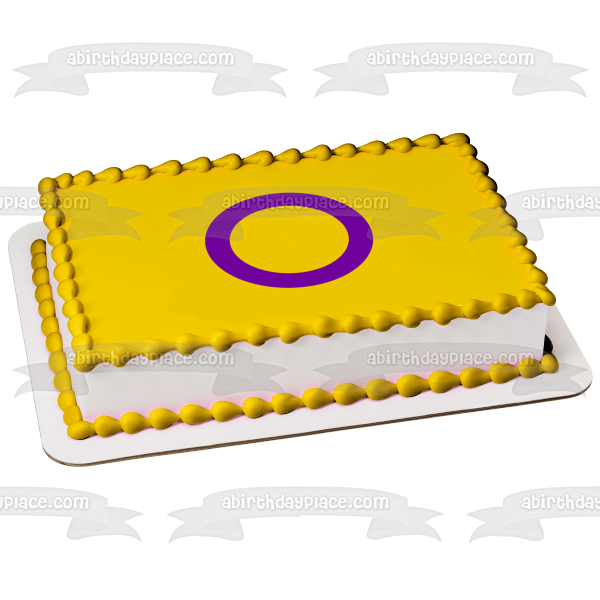 Bandera del Orgullo Intersexual Lgbtqia+ Lesbiana Gay Bisexual Transgénero Intersex Asexual Comestible Cake Topper Imagen ABPID52287 