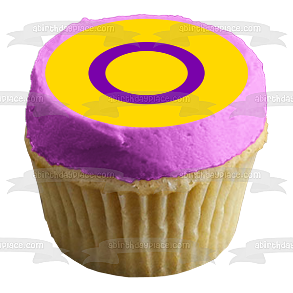 Bandera del Orgullo Intersexual Lgbtqia+ Lesbiana Gay Bisexual Transgénero Intersex Asexual Comestible Cake Topper Imagen ABPID52287 