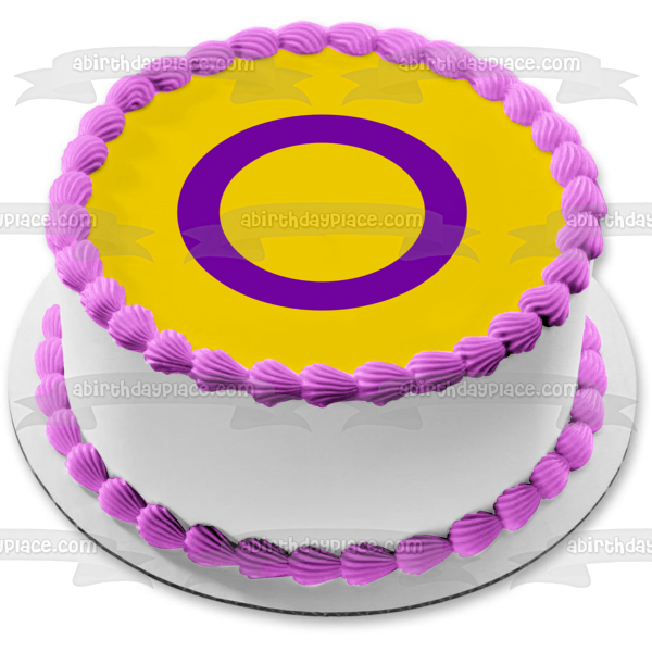 Bandera del Orgullo Intersexual Lgbtqia+ Lesbiana Gay Bisexual Transgénero Intersex Asexual Comestible Cake Topper Imagen ABPID52287 