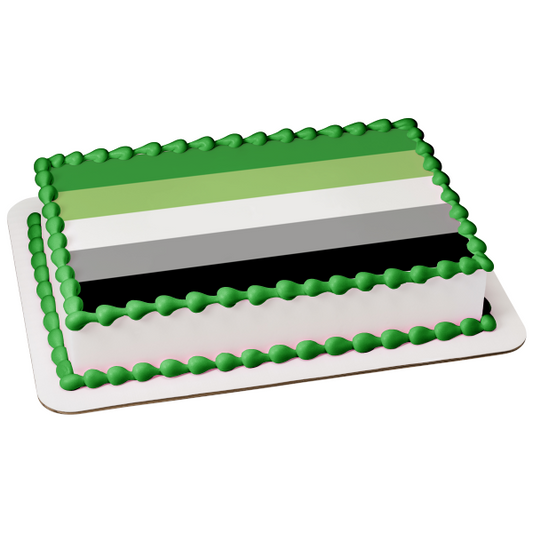 Aromantic Pride Flag Lgbtqia+ Lesbian Gay Bisexual Transgender Queer Intersex Asexual Aromantic Edible Cake Topper Image ABPID52293